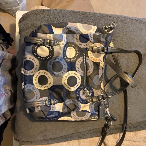 Coach F17582 Alexandra Blue Sateen Snaphead Print 3 Way Shoulder Bag. - Picture 9 of 9